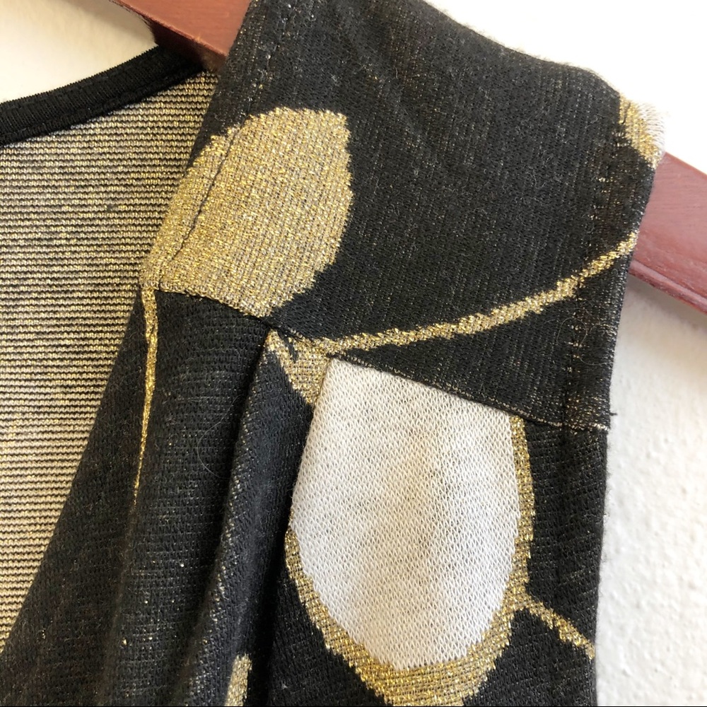 Anthropologie Black and Gold Wrap Top - Picture 15 of 17